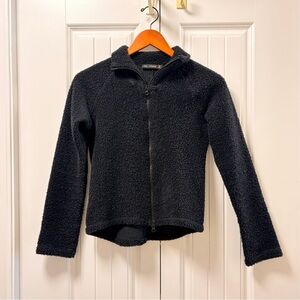 Cop. Copine Paris Y2K Grunge Fleece Zip Jacket Black– Size 36 (XS)